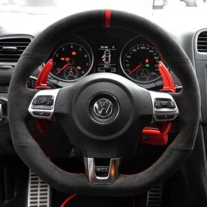| Premium Alcantara stuurhoes | Geschikt voor Golf 6 DSG GTD GTI R Scirocco Passat Polo Tiguan Volkswagen – Rood